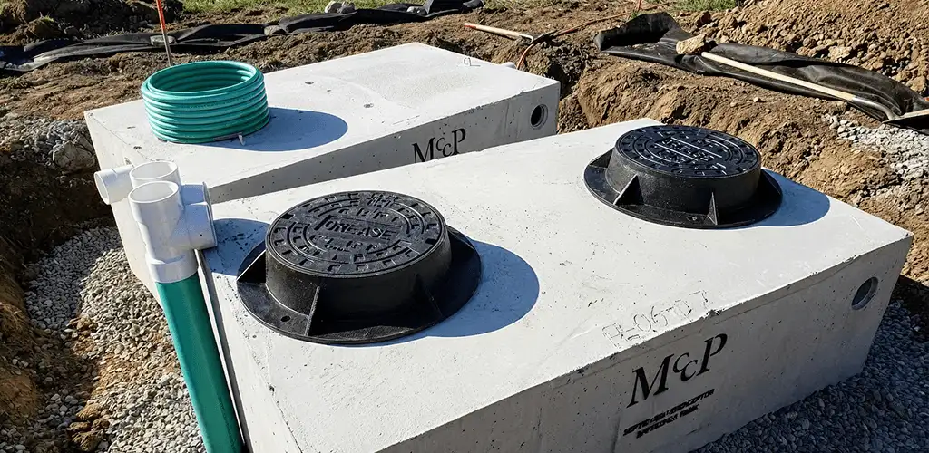 Grease trap installation unit set in place for drainage protection in Little Rock, AR