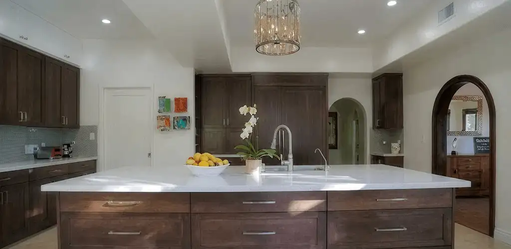 Cabinet refacing project with updated kitchen cabinets and island in Little Rock, AR