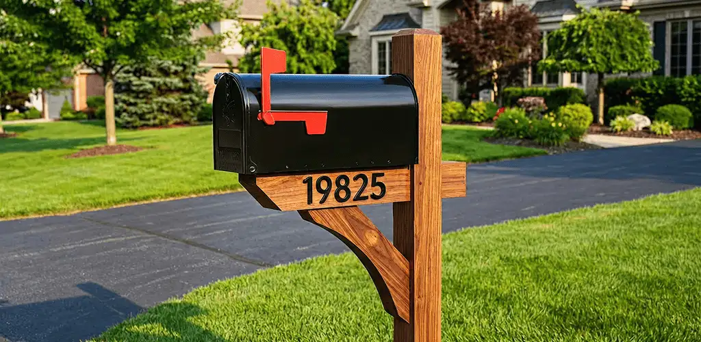 New mailbox installation with post and address number for a home in Little Rock, AR